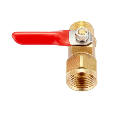 Heavy Duty Brass Inline Mini Ball Valve Set, 2 Pack, 3/8 NPT Male To 3/8 NPT Female Fittings, 180 Degree Handle