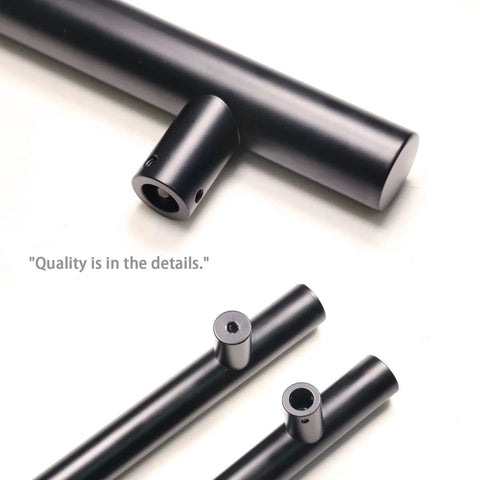 Close-up of 36-Inch Stainless Steel Push Pull Door Handle Black H Shape For Sliding Barn Doors And Commercial Heavy Duty Glass Showers SUS304