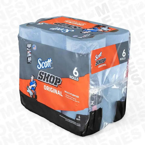 Blue Shop Towels On A Roll Bundle 6 Pack For Garage And Workshop Absorbs Oil And Grease Multipurpose Paper Towels