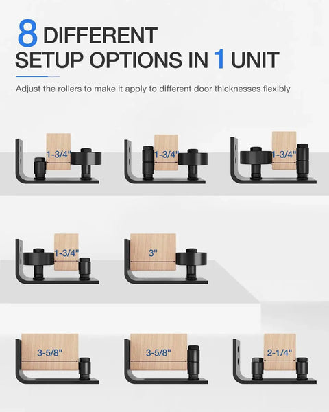 Sliding Barn Door Floor Guide With Eight Setup Options for Bottom And Wall Mounted Applications Adjustable Roller Flush Bottom Hardware