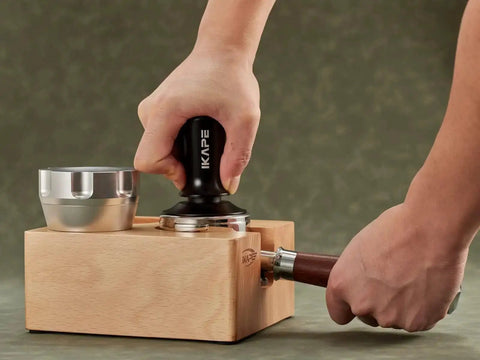 58.35Mm Espresso Tamper Pro Grade Barista Tool With Calibrated Spring Loaded Threaded Stainless Steel Base No Fuss Tamping Compatible With Rancilio And Gaggia Bottomless Portafilters For Even Grounds And Rich Espresso in use
