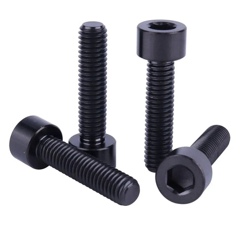Titanium M6x25mm Hex Bolts Set 4Pcs Black Grade 5 Ti Screws 6Al4V Titanium Alloy 1mm Thread Pitch Allen Hex Bolts