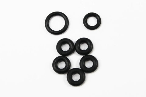 Close-up of o-rings from 3 Way Spin Head Rebuild Kit With O Rings And Presta Valve Washers For Inflation Tools Replacement Buna Nitrile Seals.