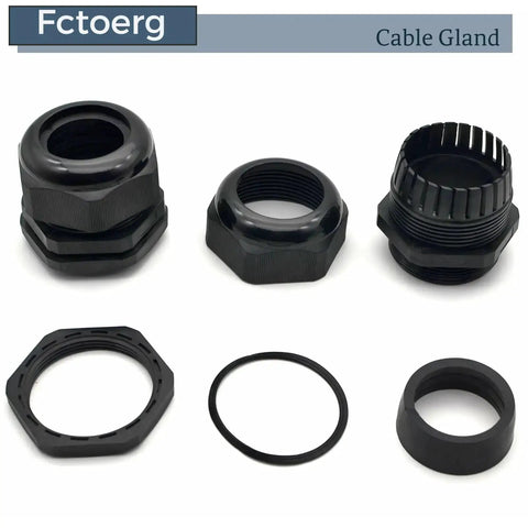 Waterproof Cable Glands 2 Pack Nylon PA66 With Rubber Seal IP68 Dual Seal Strain Relief Cord Grip Connector Black Finish