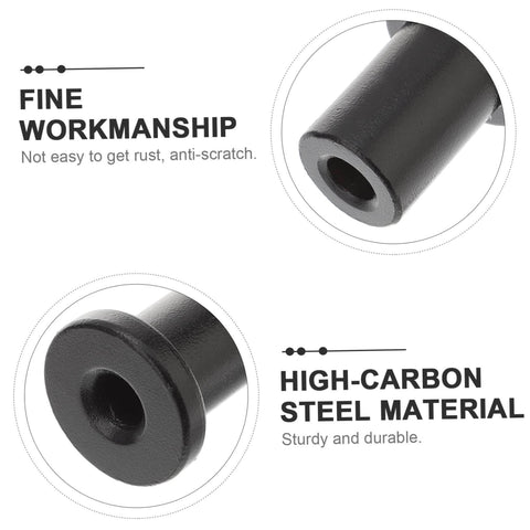 Close-up of black high-carbon steel barn door spacers, highlighting fine workmanship and anti-scratch durability.