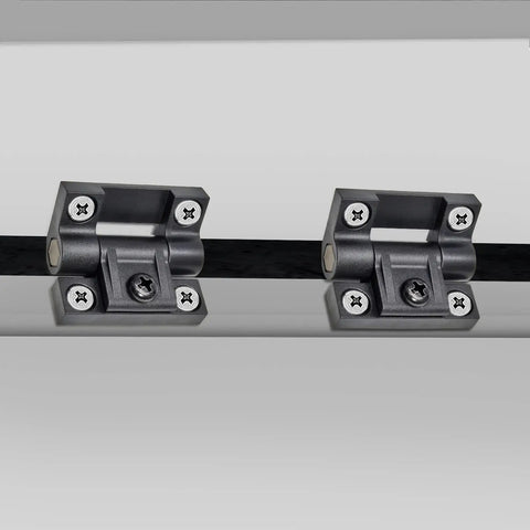 Torque Adjustable Position Control Door Hinge Set 2 Pack With Four Countersunk Holes E6 10 301 20 Series Plastic Black installed view
