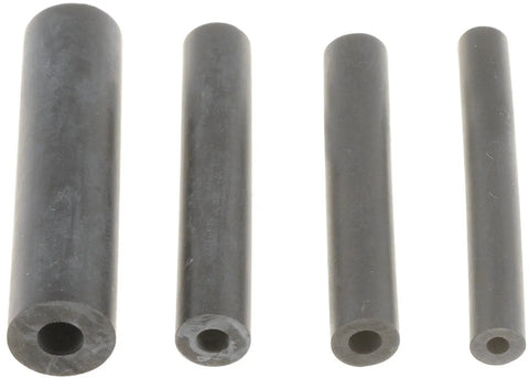Soft Black Vacuum Tubing Connector Kit With Sizes 1/8 5/32 3/16 1/4 In Universal Fit, front view of straight connectors for auto use.
