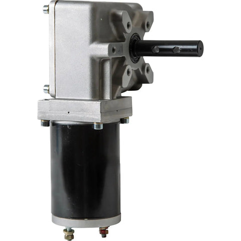 Side view of 12V Electric Tarp Gear Motor For Dump Trailers And Electronic Tarp Systems With Bronze Alloy Gear And Weatherproof Chrome Plated Housing