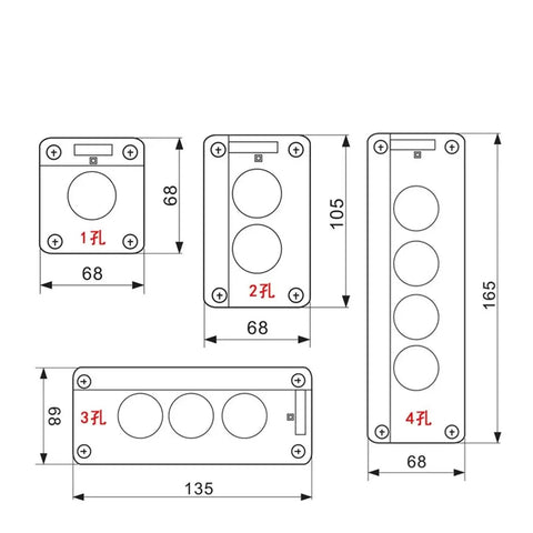 Technical diagram of Rugged Double Position Control Switch Button Box With Waterproof And Explosion Proof Power Junction Enclosure