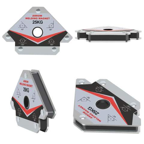 Heavy Duty 55Lb Welding Magnet Set with 3 Magnetic Arrow Holders and Clamps for precise 45 90 135 degree angles
