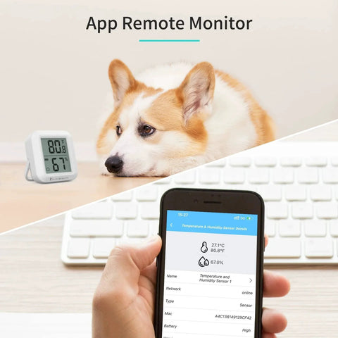 Zigbee Temperature And Humidity Sensor 2 Pack With Digital LCD Display Works With Zigbee Hubs And Echo Devices Remote Monitoring App History Logs Smart Home Automation AAA Batteries Included