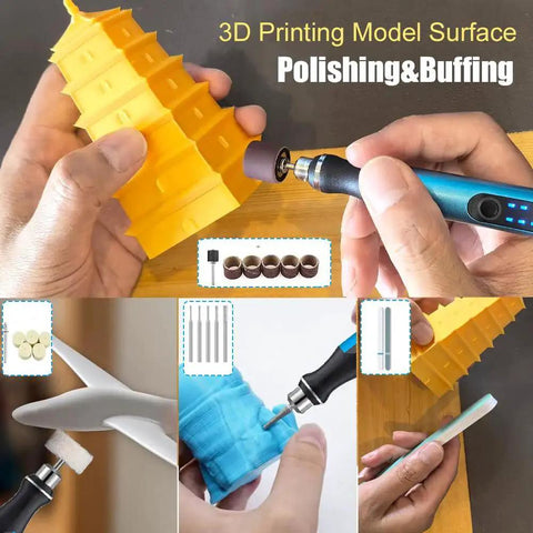 All In One 3D Printing Tools Kit With USB Rotary Tool And 3 Speed Bits For Deburring Engraving Drilling Carving And Polishing