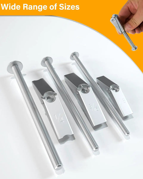 Heavy Duty Toggle Bolts For Drywall Hollow Wall Anchors Kit 30Pcs Set in varying sizes with screws displayed on a table.