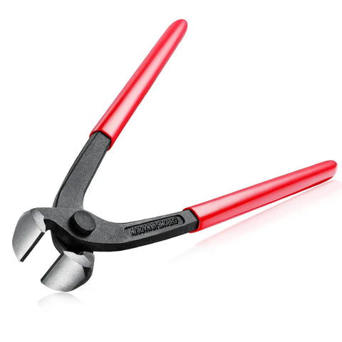 10 Inch Ear Clamp Pliers with Chrome Vanadium Steel Crimper Tool and Red Ergonomic Handle for Pipe Hose Clamps