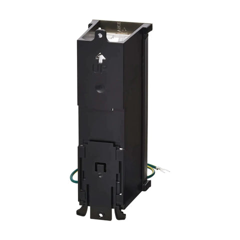 Eight Port DIN Rail Keystone Jack Mounting Module With Grounding And Snap In Clip Attaches To Thirty Five Millimeter DIN Rail TAA Compliant No Tools Required Eight Blank Keystone Cutouts For Jacks And Couplers, side view