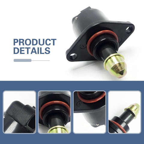 Car idle air control valve by Icyfond, black body with red O-ring and brass nozzle, OEM 90380/10526 replacement