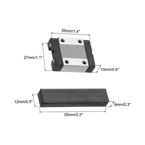 MGN12C Bearing Steel Carriage Block With Plastic Anti Fall Strip for 12mm Linear Motion Slide Rail Guide dimensions diagram
