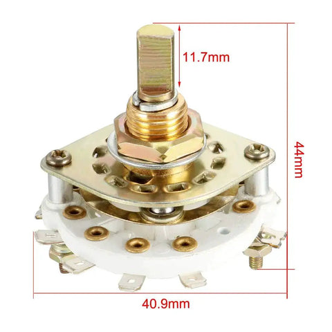 2 Pole 4 Position Rotary Switch With Knob For Band Channel Selection, 10 Pins, 6mm Shaft, durable metal body