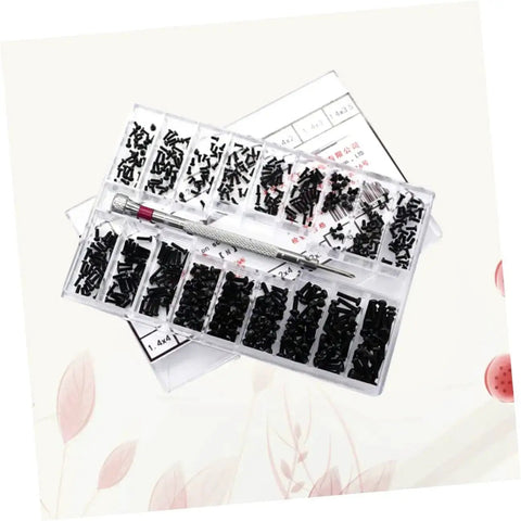 All In One Countersunk Screw Set Kit With Flat Head Screws 18 Sizes For Glasses Watches And DIY Projects in organized case