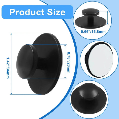 20 Pack Plastic Black Adhesive Cabinet Handles Self Sticking Drawer Knobs Pull Handles product dimensions and close-up details