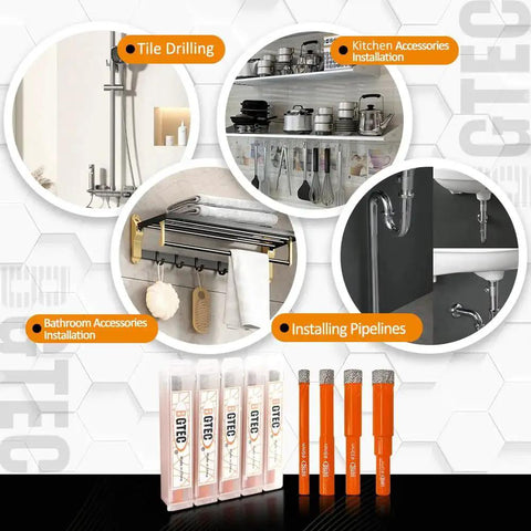 Dry Diamond Drill Bit Set All In One Pro Grade Ten Piece Kit Five Sixteenth Inch Eight Millimeter for Tile Kitchen Bath