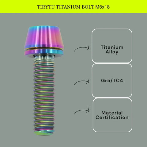 Ultralight Titanium M5x18 Bike Bolts With Tapered Head Hex Socket And Washers Rust Proof Non Magnetic MTB Stem Bolts