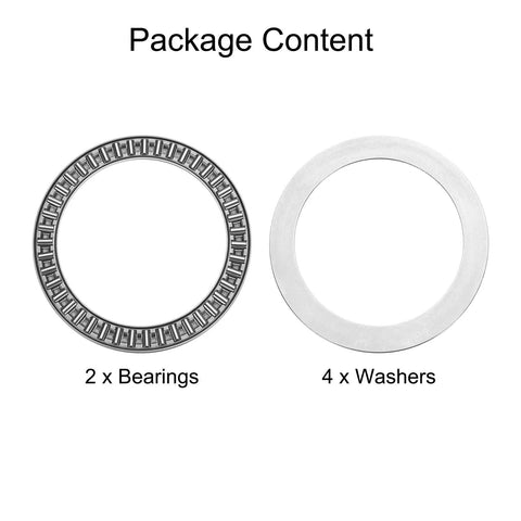 uxcell thrust needle roller bearings with washers: 2 bearings and 4 washers, chrome steel, 80x104x6mm