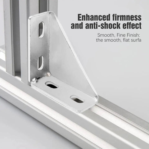 Close-up of a corner bracket showing the 8 Pack 90 Degree Gusseted Fittings For 1-5/8 Inch Unistrut Channel installation with 4 holes.