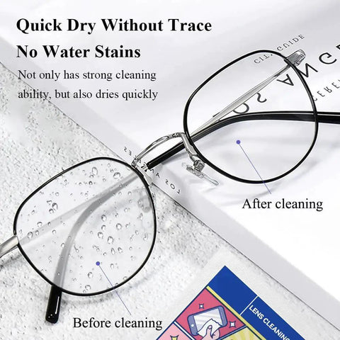 Pocket Lens Cleaning Wipes for Glasses and Screens, Quick Dry Non Streak Pack shown cleaning lenses