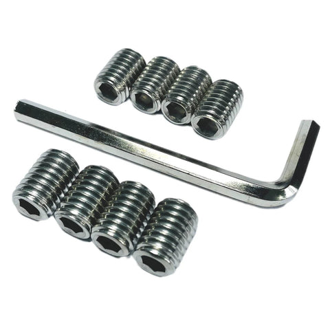 Eight Piece 1/2-13 by 3/4 Inch Hex Socket Set Screws 304 Stainless Steel Allen Head Grub Screws with 1/4 Inch Allen Wrench