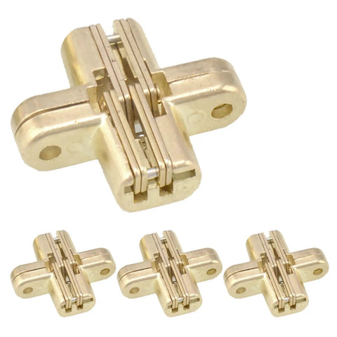 Ultra Thin 41x36mm Hidden Cross Concealed Hinge Set Of 4 For Frameless Kitchen Cabinets And Folding Doors Invisible Hardware