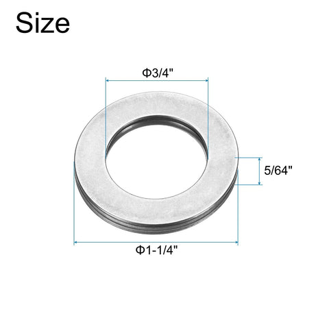 Thrust washer, chrome steel, inner bore 3/4 in, outer diameter 1-1/4 in, thickness 5/64 in.