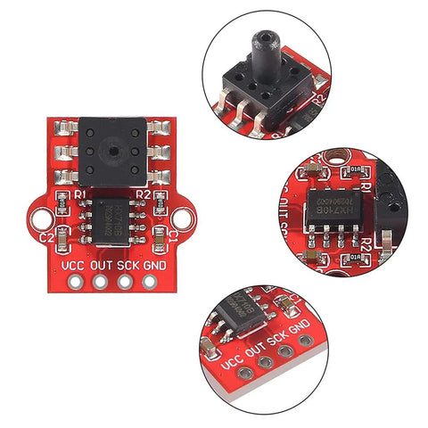 HiLetgo 3pcs digital barometric pressure sensor module, red PCB, VCC OUT SCK GND, 0-40KPa 3.3V-5V