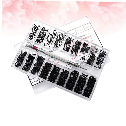 Assorted Small Machine Screws Kit With Flat Head Countersunk Fasteners In Transparent Storage Box for DIY projects