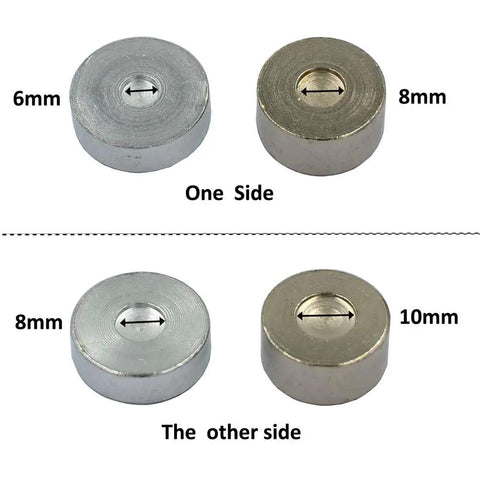 Pro Grade 7 Piece Metal Domed Rivet Setter Kit With 6mm 8mm And 10mm Rivet Setters Double Sided Bases For 6 8 10mm Rivets