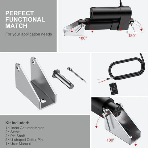 Built-Tough 12V Linear Actuator With 660 Lbs, 3000 N, 2-Inch Travel, Silent Operation, IP65 Weatherproof, Bracket Included