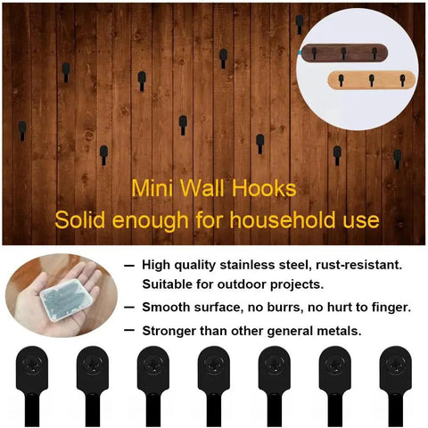 Black 20Pcs Small J Hooks Set Made From 304 Stainless Steel Wall Mounted Mini Hooks Hangers display with product details