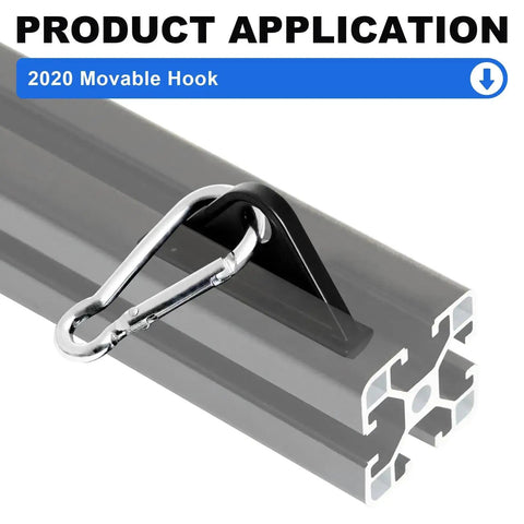 8 Pack 2020 Extrusion Sliding Hook For 20 Series T Slot V Slot Aluminum Extrusion Hardware Accessories Black Mounting Hook on Aluminum