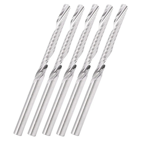 5 Pieces Straight Shank End Mills Set With Single Flute Spiral Cutters, Pro Grade Tungsten Steel End Mills, High Hardness For Durable Cutting