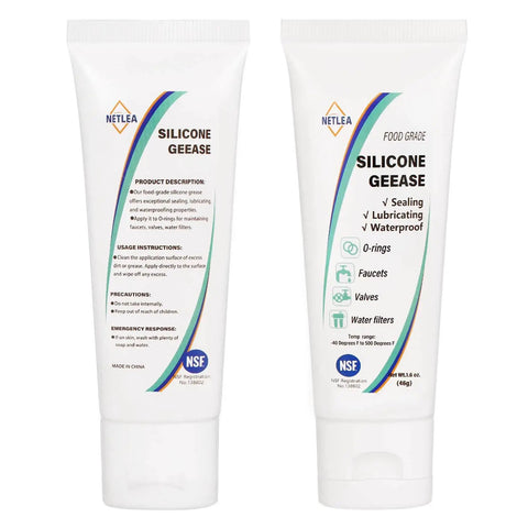 Front view of Multi Purpose Silicone Grease For O Rings And Electrical Connectors Dielectric Lubricant For Automotive Spark Plugs High Temperature Insulation Protection Non Drip Formula NSF Certified 1.6 Ounce Tube with labels displayed.