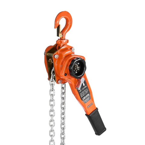 1 Ton Lever Chain Hoist With 10 Ft Lift G80 Chain Dual Pawl Mechanical Brake 360 Degree Hooks Warehouse Garage