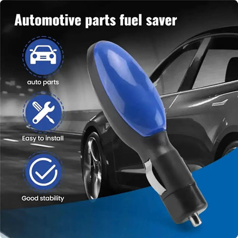 Plug And Play Gas Saver For Cars And Trucks Portable Fuel Economy Device 2 Pack, close-up of blue and black device next to car