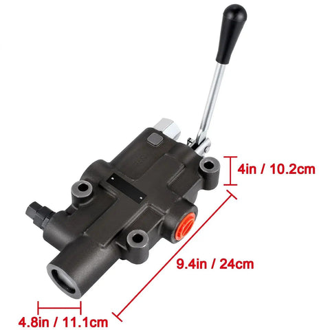 Front view of One Spool Hydraulic Directional Control Valve For Tractors And Loader Applications, 21 GPM At 3625 PSI, aluminum and iron.