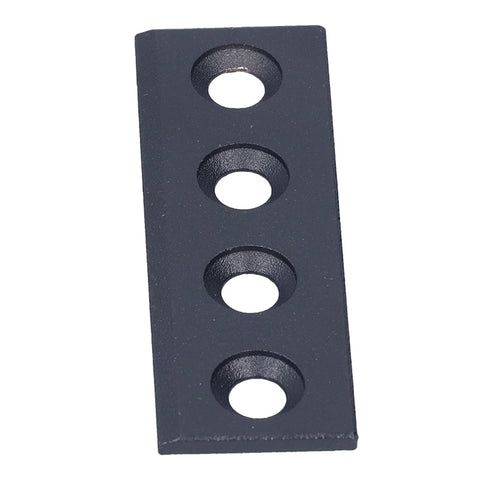 Steel Sliding Barn Door Connecting Adapter For Splicing Tracks Over Three Meters Durable Carbon Steel Barn Door Hardware Connector Easy Install With Mounting Screws No Drill Required Heavy Duty Load Bearing Stable And Rust Resistant, shown with four-hole fixation design.