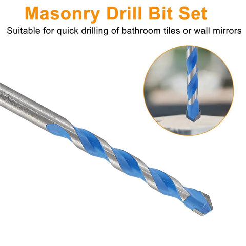 Close-up of 5 Pack 10mm Masonry Drill Bits Set Carbide For Concrete Tile Glass Ceramic Brick And Wood Piutouyar, showing tip and spiral design.