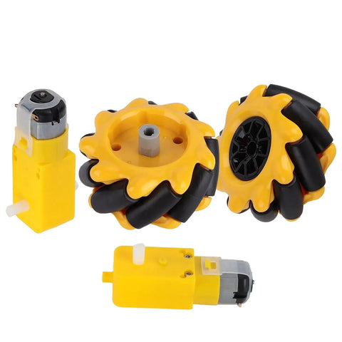 Mecanum Wheels For TT Geared Motor Four Wheel Drive Smart Robot Car Parts Accessories DIY Kit 60mm Diameter Rubber Coated