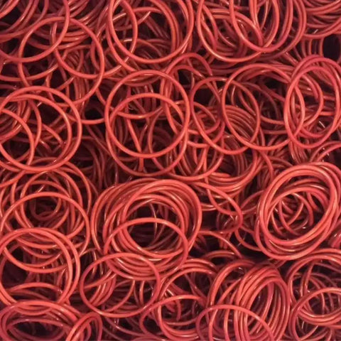 Pile of Pro Grade Heavy Duty Silicone O Ring Seal 7.28 Inch Outer Diameter 7.0 Inch Inner Diameter 0.14 Inch Cross Section VMQ Red Gasket