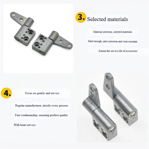 2 Pack Zinc Alloy Damping Hinge Set With 360 Degree Rotatable Torque Shaft For Cabinet And Gate Friction Hinges 0.56 Nm Right Hand Smooth Self Closing Quiet Operation, showing front and side view