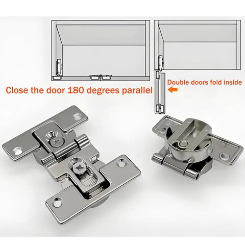 Two Piece 180 Degree Folding Hidden Door Hinge For Cabinets And Cabinet Linkage Durable Zinc Alloy Construction With Nickel Plating KASHBSAB