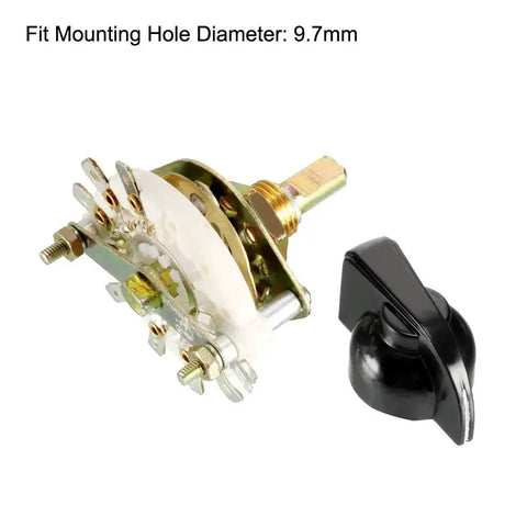 1P8T 1 Pole 8 Position Band Selector Rotary Switch With Knob For DIY Electronics, 9.7mm Mount Hole, 6mm Shaft, 1 Deck, 9 Pins